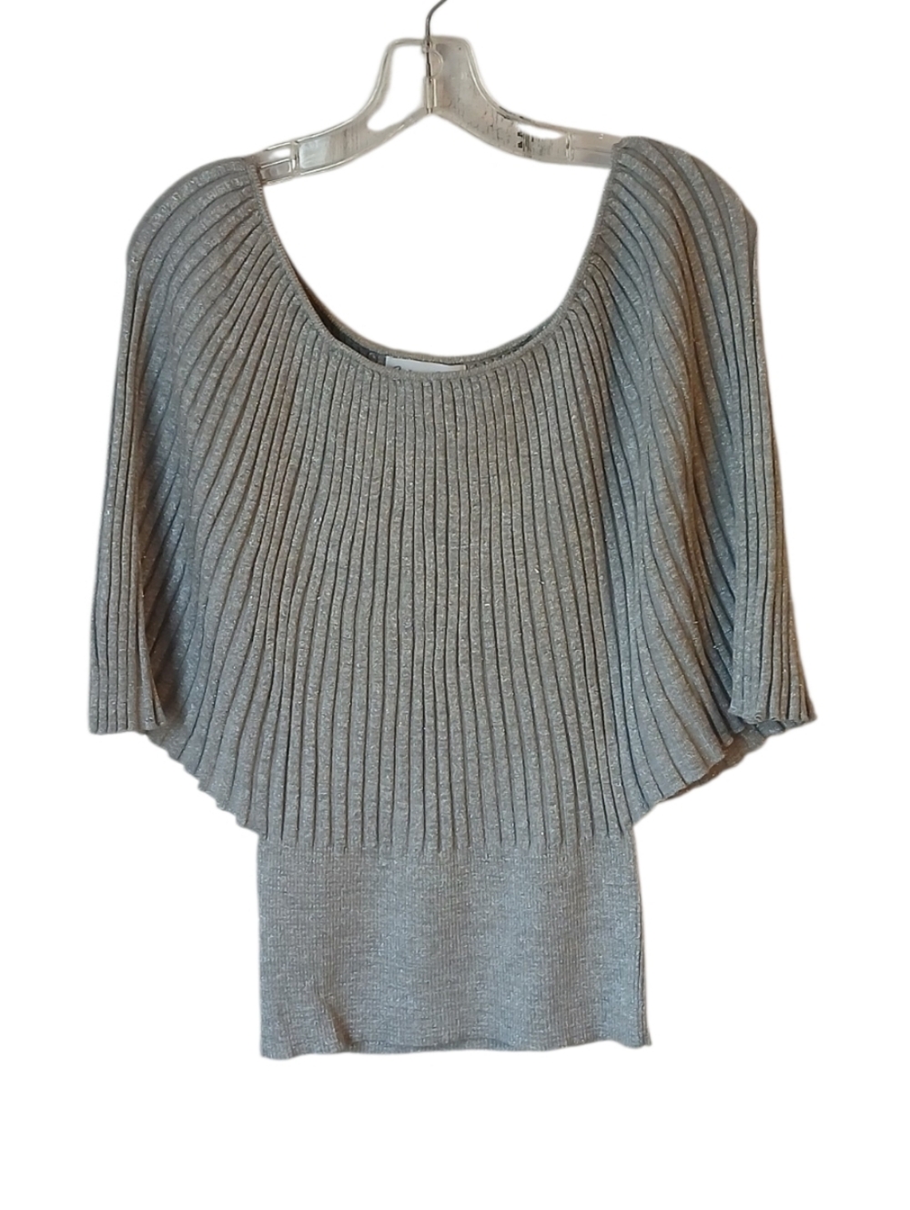 Fashion Avenue Silver Shimmery Ribbed Sweater Size Small NWT